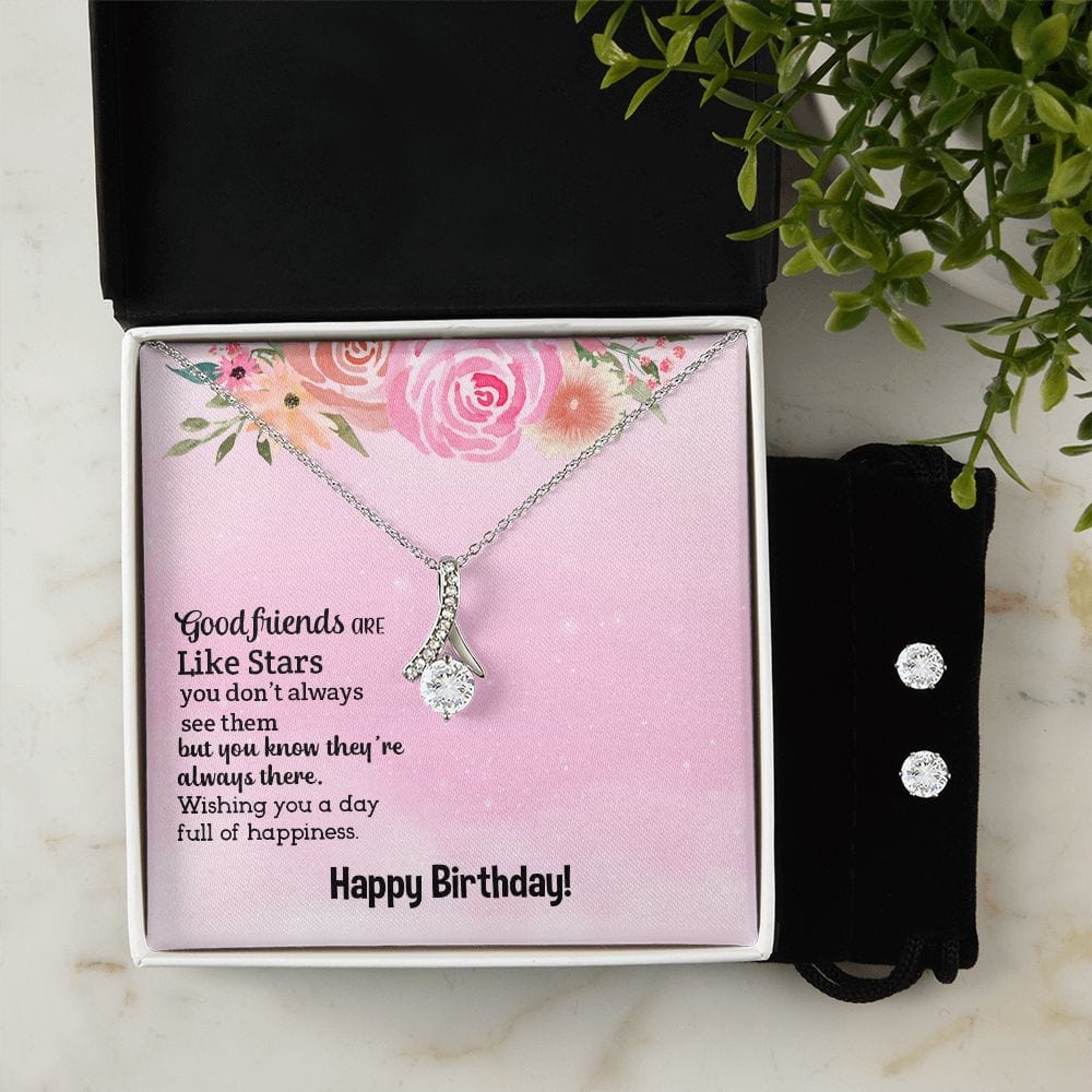 Happy Birthday Gift- Alluring Beauty Necklace and Cubic Zirconia Earring Set