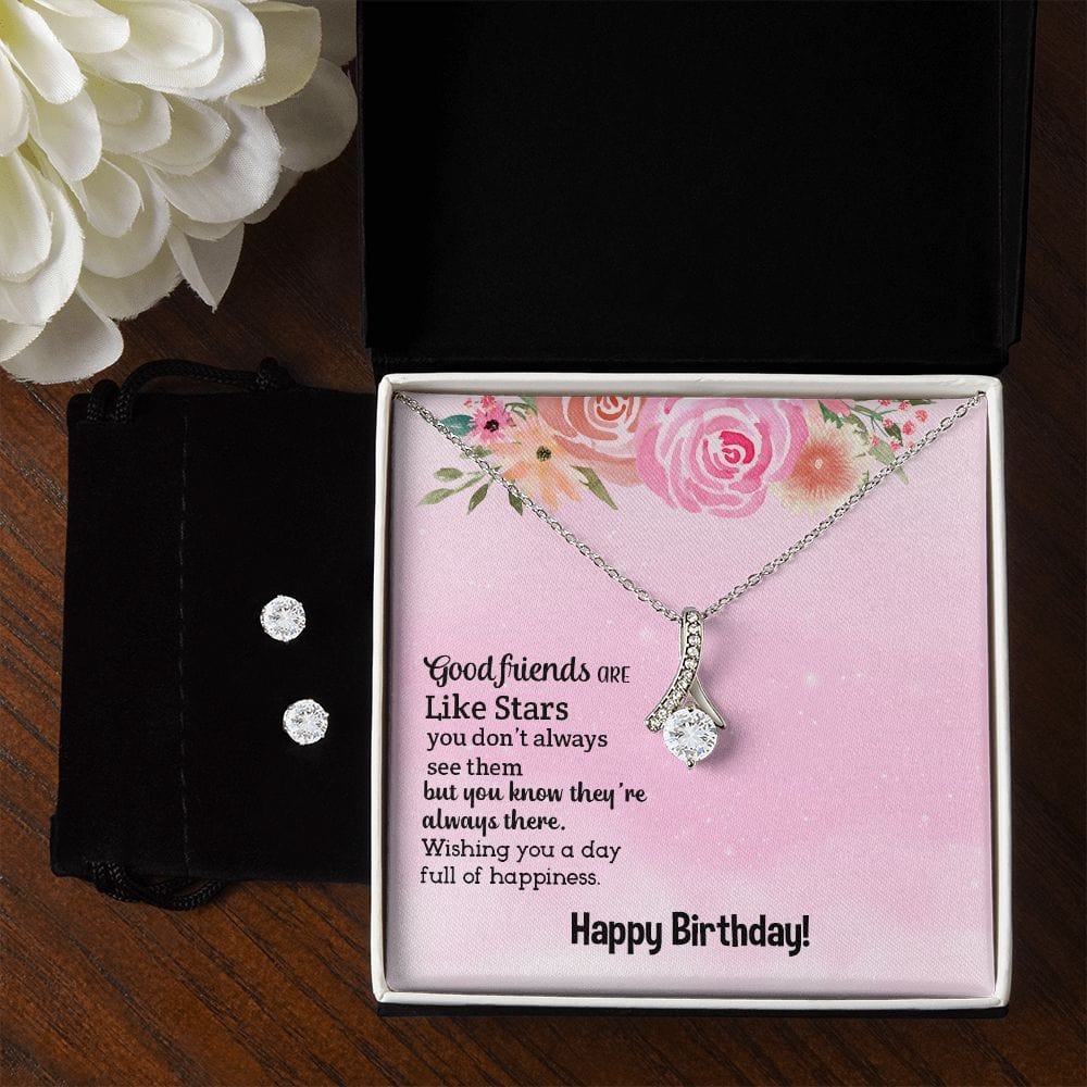 Happy Birthday Gift- Alluring Beauty Necklace and Cubic Zirconia Earring Set