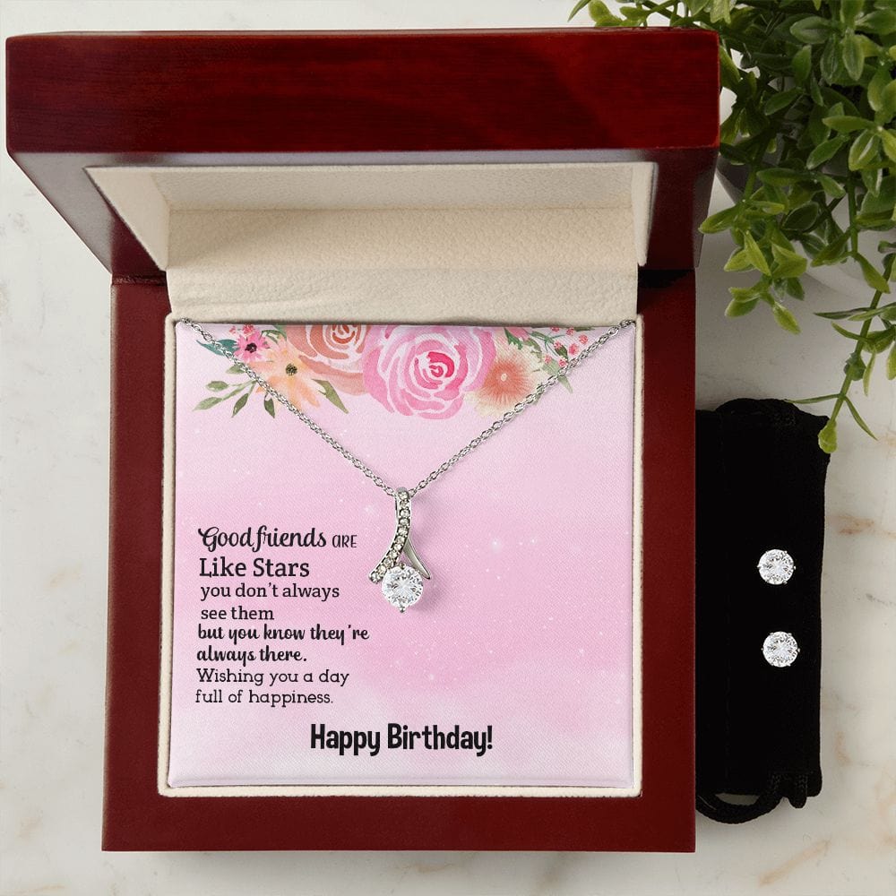 Happy Birthday Gift- Alluring Beauty Necklace and Cubic Zirconia Earring Set
